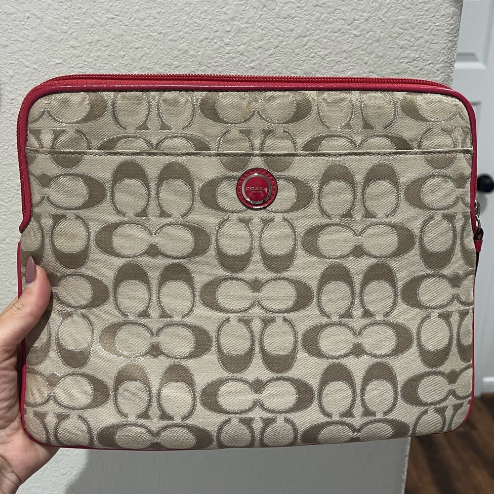 Coach Tan and Pink IPad/Tablet Sleeve